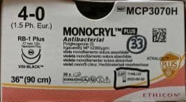 Шовний Monocryl Plus 4-0. Кількість 33шт.